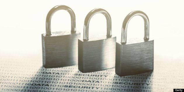 Data security - padlocks on binary code