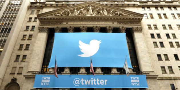 NEW YORK, UNITED STATES - NOVEMBER 7: Twitter shares have closed at $44.90 a share on its first day of trading, 73 percent above its initial offering price on November 7, 2013 in New York. The stock is trading on the New York Stock Exchange under the symbol 'TWTR'. (Photo By Bilgin S. Sasmaz/Anadolu Agency/Getty Images)