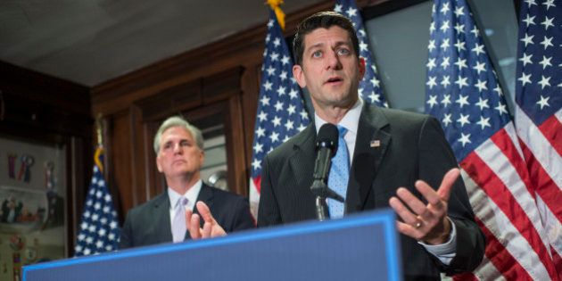 UNITED STATES - MARCH 8: Speaker of the House Paul Ryan, R-Wis., and House Majority Leader Kevin McCarthy, R-Calif., conduct a news conference at the RNC where they discussed the House Republican's new healthcare plan to repeal and replace the Affordable Care Act, March 8, 2017. (Photo By Tom Williams/CQ Roll Call)