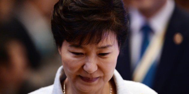 South Korean President Park Geun-hye attends the 17th ASEAN- Republic of Korea meeting during the 27th Association of Southeast Asian Nations ( ASEAN ) Summit at the Kuala Lumpur on November 22, 2015. Southeast Asian leaders November 22 symbolically declared the establishment by year-end of an EU-style regional economic bloc, but diplomats admitted it will be years before the vision of a single market can be realised. AFP PHOTO / MANAN VATSYAYANA (Photo credit should read MANAN VATSYAYANA/AFP/Getty Images)