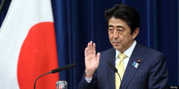 Shinzo Abe, Japan's prime minister, speaks during a news conference at the prime minister's official residence in Tokyo, Japan, on Wednesday, June 26, 2013. Abe wants to focus on the economy for the next three years, he says today at a news conference in Tokyo marking the end of a parliamentary session. Photographer: Tomohiro Ohsumi/Bloomberg via Getty Images
