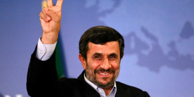 Iran's President Mahmoud Ahmadinejad gestures as he leaves a news conference in Istanbul, Turkey May 9, 2011.REUTERS/Murad Sezer/File Photo