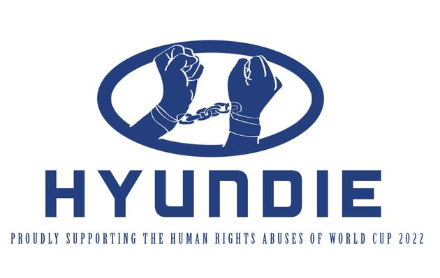 カタールワールドカップ 労働者への人権侵害に抗議するために作られた スポンサー ロゴ 画像 ハフポスト