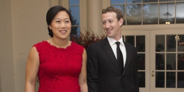 Mark Zuckerberg, Chairman and CEO of Facebook and his wife, Priscilla Chan, arrive for a State Dinner hosted by US President Barack Obama for Chinese President Xi Jinping at the White House in Washington, DC, September 25, 2015. AFP PHOTO / MOLLY RILEY (Photo credit should read MOLLY RILEY/AFP/Getty Images)