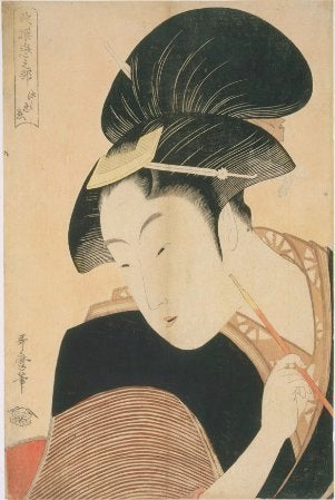 版画　喜多川歌麿 喜多川歌麿 「 高名美人六家撰 辰巳路孝 」 京都版画院 品川版