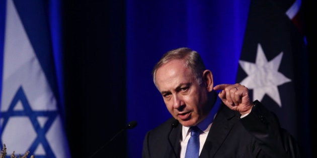 SYDNEY, AUSTRALIA - FEBRUARY 22: Israel Prime Minister Benjamin Netanyahu speaks at a luncheon at Sydney International Convention Centre on February 22, 2017 in Sydney, Australia. Netanyahu's visit to Australia will be the first by an Israeli Prime Minister, and will include meetings with Prime Minister Malcolm Turnbull, the Opposition Leader, Bill Shorten, and the NSW Premier Gladys Berejiklian. (Photo by Mark Metcalfe/Getty Images)