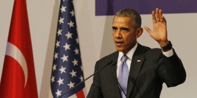 ANTALYA, TURKEY - NOVEMBER 16: US President Barack Obama speaks during a press conference on day two of the G20 Turkey Leaders Summit on November 16, 2015 in Antalya, Turkey. (Photo by Murat Kaynak/Anadolu Agency/Getty Images)