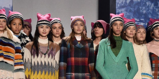 MILAN, ITALY - FEBRUARY 25: Gigi Hadid and models walk the runway at the Missoni show during Milan Fashion Week Fall/Winter 2017/18 on February 25, 2017 in Milan, Italy. (Photo by Jacopo Raule/Getty Images)