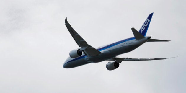 An All Nippon Airways Co. (ANA) Boeing Co. 787-9 Dreamliner aircraft takes off at Haneda Airport in Tokyo, Japan, on Monday, Aug. 4, 2014. Japan's largest airline, which won double the amount of new international take-off and landing slots at Haneda than Japan Airlines Co., said overseas travel sales jumped more than a fifth in the last quarter as it bounced back to profit in the period, compared with a loss a year earlier. Photographer: Noriyuki Aida/Bloomberg via Getty Images