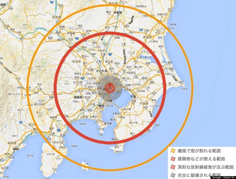 もしも東京と大阪に広島型の原爆が落とされたら 地図 ハフポスト