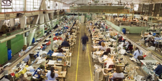 People working in a shoe factory