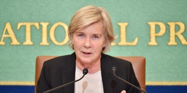 United Nations Special Rapporteur Maud de Boer-Buquicchio speaks during a press briefing at the Japan National Press Club in Tokyo on October 26, 2015. De Boer-Buquicchio spoke about child pornography and prostitution following a week-long tour of Japan. AFP PHOTO / KAZUHIRO NOGI (Photo credit should read KAZUHIRO NOGI/AFP/Getty Images)