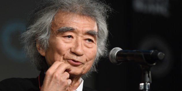 Japanese conductor Seiji Ozawa delivers a speech during the awarding ceremony of the 23th Montblanc de la Culture Arts Patronage Award in Tokyo on May 29, 2014. The prize is awarded to persons who protect culture and support young artists. AFP PHOTO/Toru YAMANAKA (Photo credit should read TORU YAMANAKA/AFP/Getty Images)