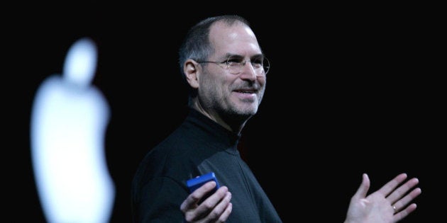 SAN FRANCISCO - JANUARY 11: Apple CEO Steve Jobs delivers a keynote address at the 2005 Macworld Expo January 11, 2005 in San Francisco, California. (Photo by Justin Sullivan/Getty Images)