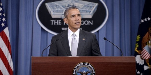 ARLINGTON, VA - DECEMBER 14: (AFP OUT) U.S. President Barack Obama delivers a statement on the counter-ISIL campaign in the Pentagon briefing room December 14, 2015 in Arlington, Virginia. President Obama met previously with a National Security Council on the counter-ISIL campaign. (Photo by Olivier Douliery-Pool/Getty Images)