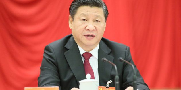 BEIJING- OCTOBER 29: Chinese President Xi Jinping, who is also general secretary of the Communist Party of China Central Committee, speaks at the Fifth Plenary Session of the 18th Communist Party of China Central Committee, in Beijing, capital of China. The meeting was held from Oct. 26 to 29 in Beijing. (Xinhua/Lan Hongguang via Getty Images)