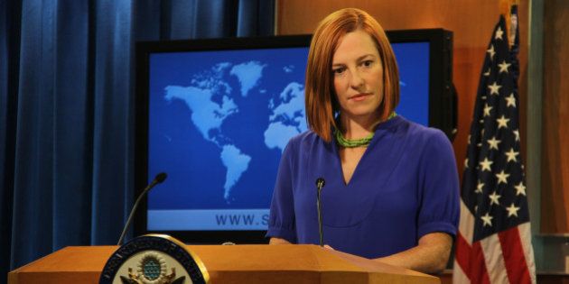 WASHINGTON, DC - APRIL 23: US State Department spokeswoman Jen Psaki speaks at the daily briefing at the State Department in Washington, USA, on April 23, 2014. (Photo by Erkan Avci/Anadolu Agency/Getty Images)