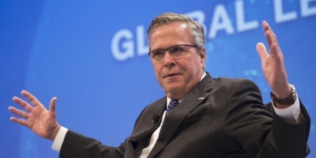 Former Florida Governor Jeb Bush speaks during the Wall Street Journal CEO Council in Washington, DC, December 1, 2014. AFP PHOTO / Jim WATSON (Photo credit should read JIM WATSON/AFP/Getty Images)