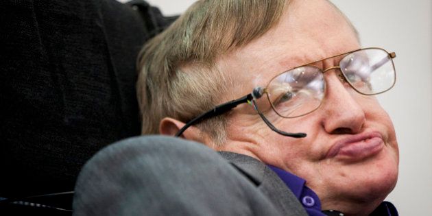 LONDON, UNITED KINGDOM - APRIL 30: Stephen Hawking makes an appearance to show support for the Breathe On UK charity at on April 30, 2013 in London, England. (Photo by John Phillips/UK Press via Getty Images)