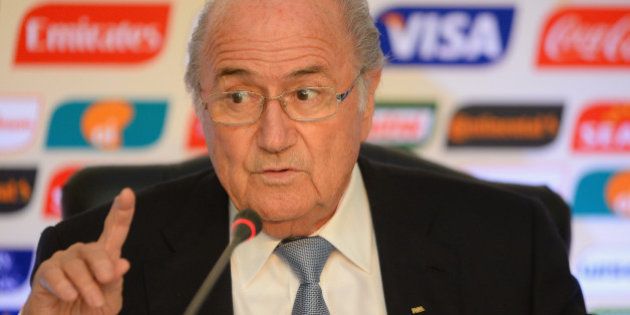 RIO DE JANEIRO, BRAZIL - JULY 01: FIFA President Joseph S. Blatter addresses the media during the wrap up press conference after the FIFA confederation cup 2013 at Hotel Copacabana Palace on July 1, 2013 in Rio de Janeiro, Brazil. (Photo by Stuart Franklin - FIFA/FIFA via Getty Images)