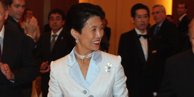 TOKYO, JAPAN - SEPTEMBER 06: FIFA President Sepp Blatter and Japanese Football Association, Princess Hisako Takamado during the FIFA Banquet at U-20 Women's World Cup Japan 2012 on September 6, 2012 in Tokyo, Japan. (Photo by Ian Walton - FIFA/FIFA via Getty Images)