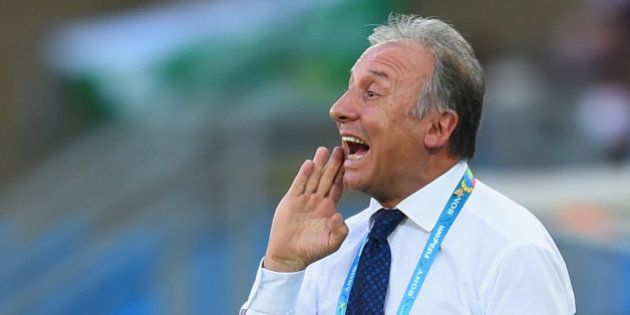CUIABA, BRAZIL - JUNE 24: Head coach Alberto Zaccheroni of Japan gestures during the 2014 FIFA World Cup Brazil Group C match between Japan and Colombia at Arena Pantanal on June 24, 2014 in Cuiaba, Brazil. (Photo by Christopher Lee/Getty Images)