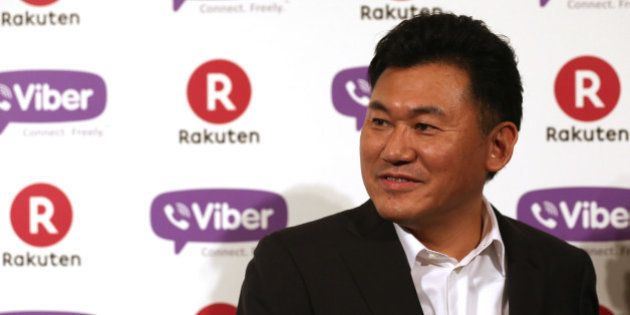 TOKYO, JAPAN - FEBRUARY 14: Hiroshi Mikitani, chairman and chief executive officer of Rakuten, Inc. speaks during a press conference announcing the earning results for Q4 of fiscal year 2013 on February 14, 2014 in Tokyo, Japan. (Photo by Chris McGrath/Getty Images for Rakuten)