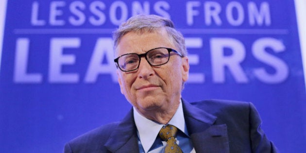 WASHINGTON, DC - SEPTEMBER 29: Bill Gates, founder of Microsoft and co-chair of the Bill and Melinda Gates Foundation, talks about the Ebola crisis in West Africa during the Politico 'Lessons from Leaders' series at the Bank of America offices September 29, 2014 in Washington, DC. Gates talked about how his foundation's work to erradicate polio in Nigeria has been helpful in starting to combat the Ebola epidemic in Liberia, Guinea and Sierra Leone, which is the largest outbreak ever recorded. (Photo by Chip Somodevilla/Getty Images)