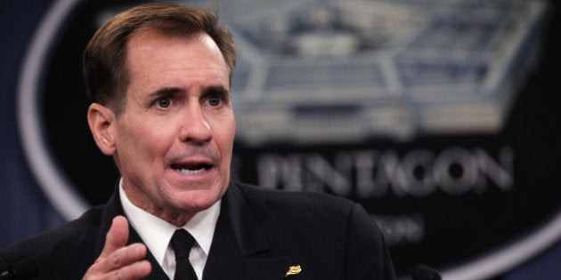 ARLINGTON, VA - AUGUST 29: Pentagon Press Secretary Rear Admiral John Kirby speaks during a press briefing at the Pentagon August 29, 2014 in Arlington, Virginia. Rear Admiral Kirby spoke on various topics including possible strategy against ISIL in Syria. (Photo by Alex Wong/Getty Images)