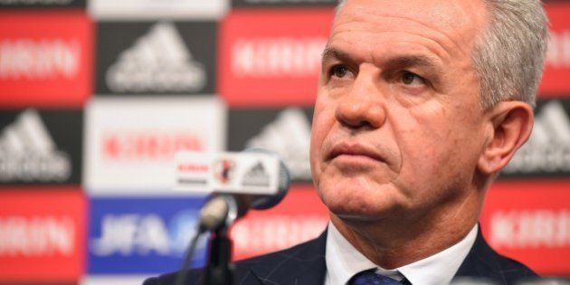 TOKYO, JAPAN - AUGUST 11: New Manager for Japan National Soccer Team Javier Aguirre speaks during a press conference upon arrival in Japan at the Grand Prince Hotel Takanawa on August 11, 2014 in Tokyo, Japan. (Photo by Masterpress/Getty Images)