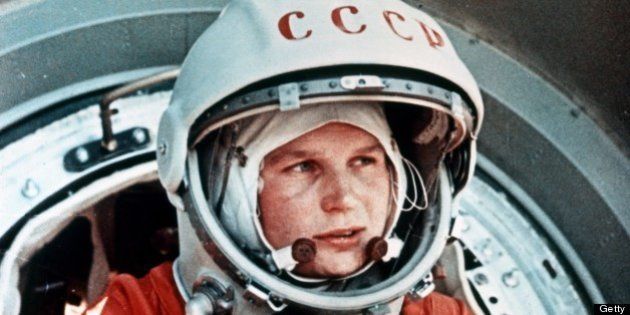 Vostok 6, soviet cosmonaut valentina tereshkova, the first woman in space, in front of the vostok capsule, june 1963. (Photo by: Sovfoto/UIG via Getty Images)