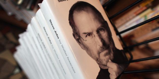 CORAL GABLES, FL - OCTOBER 24: A stack of the newly released biography of Apple co-founder and former CEO Steve Jobs wait for people to pick their pre-ordered copies up at the Books & Books store on October 24, 2011 in Coral Gables, Florida. The book written by Walter Isaacson was slated to be released next year by publisher Simon & Schuster but was pushed up after Jobs died on October 5. (Photo by Joe Raedle/Getty Images)