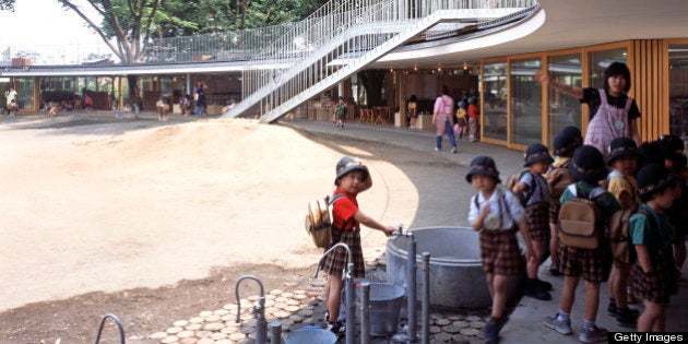 Fuji Kindergarten, Tokyo, Japan, Architect Tezuka Architects, 2007, Fuji Kindergarten Exterior Views. (Photo by View Pictures/UIG via Getty Images)