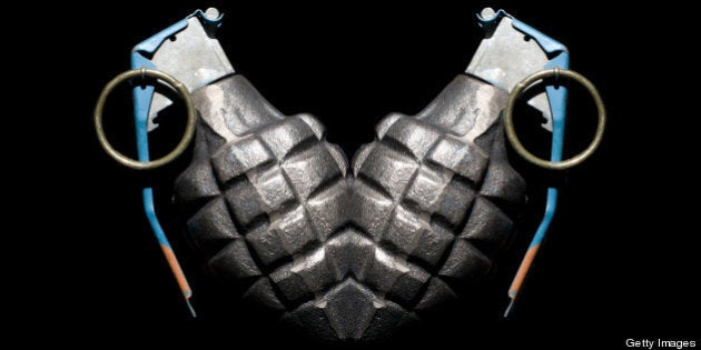 Grenade mirrored to look like a heart.