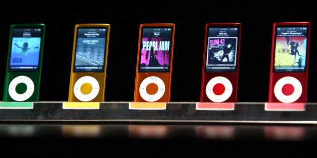 SAN FRANCISCO - SEPTEMBER 09: A display shows the range of colors for the new iPod Nano with video capabilities during an Apple special event September 9, 2009 in San Francisco, California. Apple CEO Steve Jobs announced a new version of iTunes, new pricing for iPod Touch music players and a new version of the iPod Nano with video capabilities. (Photo by Justin Sullivan/Getty Images)