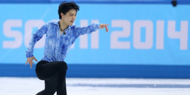 SOCHI, RUSSIA - FEBRUARY 13: Yuzuru Hanyu of Japan competes during the Men's Figure Skating Short Program on day 6 of the Sochi 2014 Winter Olympics at the at Iceberg Skating Palace on February 13, 2014 in Sochi, Russia. (Photo by Matthew Stockman/Getty Images)