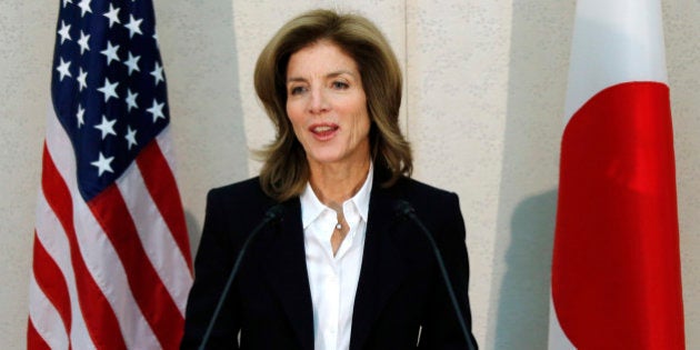 Caroline Kennedy, newly appointed U.S. ambassador to Japan, makes remarks upon her arrival at the Narita International Airport in Narita, Chiba Prefecture, Japan, on Friday, Nov. 15, 2013. Kennedy takes the post of U.S. Ambassador to Japan today, half a century after her father John's dream of becoming the first sitting president to visit the country was cut short. Photographer: Koji Sasahara/Pool via Bloomberg