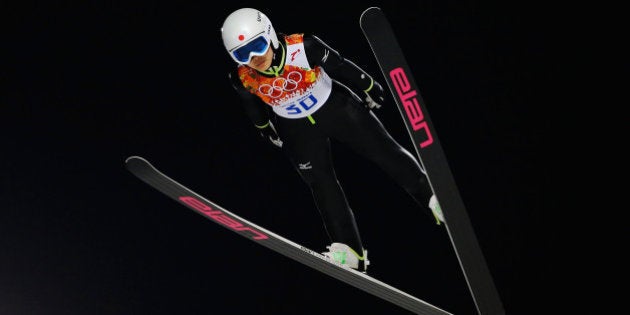 SOCHI, RUSSIA - FEBRUARY 11: Sara Takanashi of Japan jumps during the Ladies' Normal Hill Individual first round on day 4 of the Sochi 2014 Winter Olympics at the RusSki Gorki Ski Jumping Center on February 11, 2014 in Sochi, Russia. (Photo by Ezra Shaw/Getty Images)