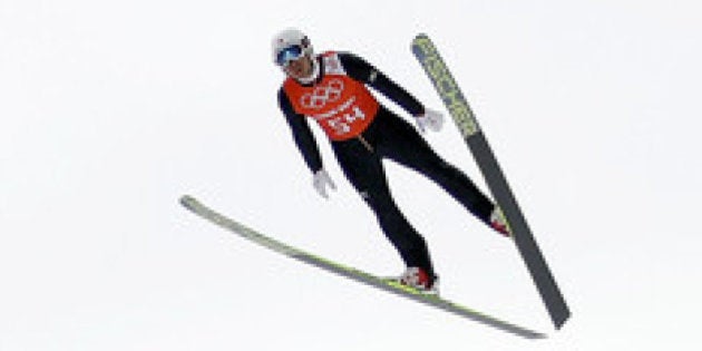 SOCHI, RUSSIA - FEBRUARY 11: Akito Watabe of Japan jumps during the Men's Individual Gundersen Normal Hill/10 km Nordic Combined training on day 4 of the Sochi 2014 Winter Olympics at the RusSki Gorki Ski Jumping Center on February 11, 2014 in Sochi, Russia. (Photo by Ezra Shaw/Getty Images)