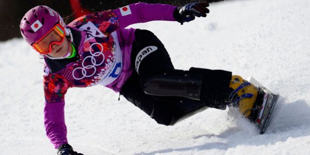 Japan's Tomoka Takeuchi competes in the Women's Snowboard Parallel Giant Slalom Semifinals at the Rosa Khutor Extreme Park during the Sochi Winter Olympics on February 19, 2014. AFP PHOTO / JAVIER SORIANO (Photo credit should read JAVIER SORIANO/AFP/Getty Images)
