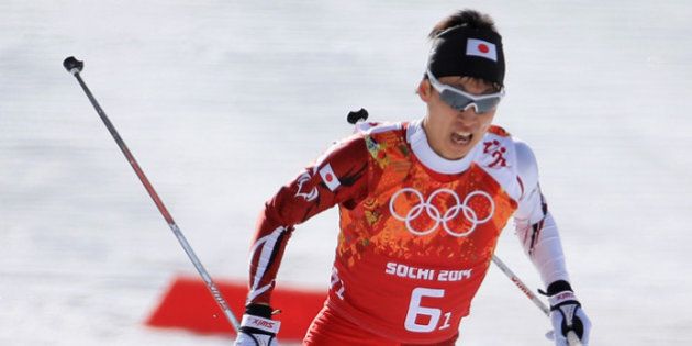 SOCHI, RUSSIA - FEBRUARY 20: Hideaki Nagai of Japan competes in the Nordic Combined Men's Team 4 x 5 km during day 13 of the Sochi 2014 Winter Olympics at RusSki Gorki Jumping Center on February 20, 2014 in Sochi, Russia. (Photo by Richard Heathcote/Getty Images)