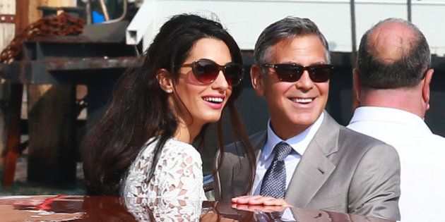 VENICE, ITALY - SEPTEMBER 28: Actor George Clooney and Amal Alamuddin sighted on Canal Grande on September 28, 2014 in Venice, Italy. (Photo by Robino Salvatore/GC Images)
