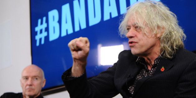 LONDON, ENGLAND - NOVEMBER 10: Sir Bob Geldof and Midge Ure attend a press Briefing to launch BandAid30 on November 10, 2014 in London, England. (Photo by Stuart C. Wilson/Getty Images)