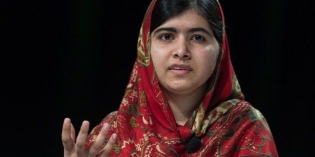 Nobel Peace Prize recipient Malala Yousafzai speaks at the Forbes Under 30 Summit in Philadelphia on October 21, 2014. Malala, who was shot by the Taliban in Pakistan in 2012, became the youngest-ever Nobel Peace Prize winner on October 10, 2014 at the age of 17 for her advocacy of education for girls. AFP PHOTO/Nicholas KAMM (Photo credit should read NICHOLAS KAMM/AFP/Getty Images)