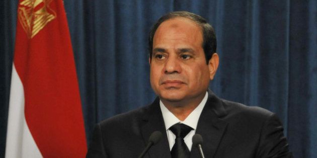 In this image released by the Egyptian Presidency in the early hours of Monday, Feb. 16, 2015, President Abdel-Fattah el-Sissi makes a statement after militants in Libya affiliated with the Islamic State group released a grisly video showing the beheading of several Egyptian Coptic Christians it had held hostage for weeks. Egypt said Monday it has launched airstrikes against Islamic State targets in Libya following the release of the video, marking the first time Cairo has publicly acknowledged taking military action in neighboring Libya, where extremist groups seen as a threat to both countries have taken root in recent years. (AP Photo/Egyptian Presidency)