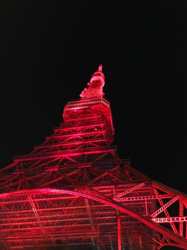 東京タワーを足元から見上げる