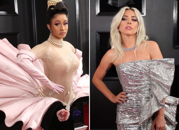 Cardi B and Lady Gaga on the Grammys red carpet