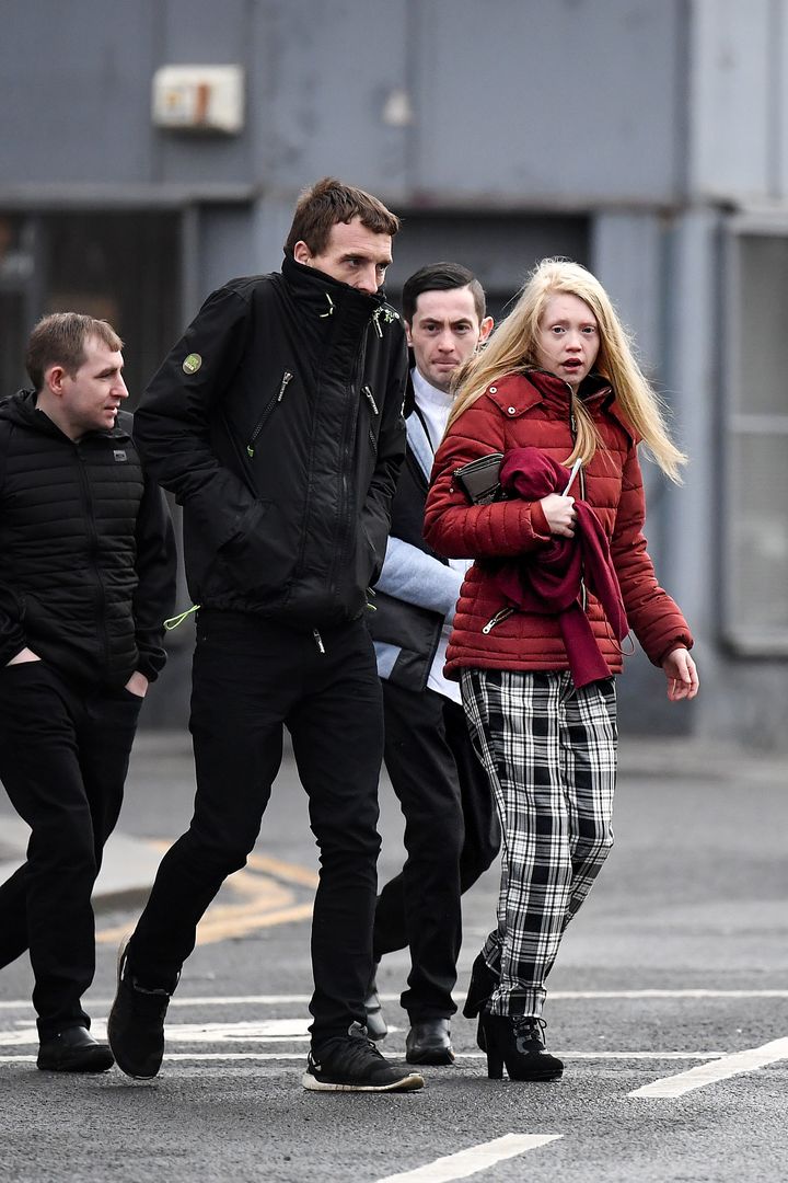 The mother of Alesha MacPhail, Georgina Lochrane, arrives at Glasgow High Court