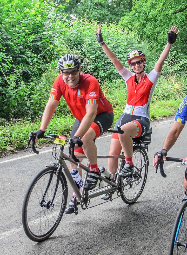 The couple completing Ride100 on tandem. 