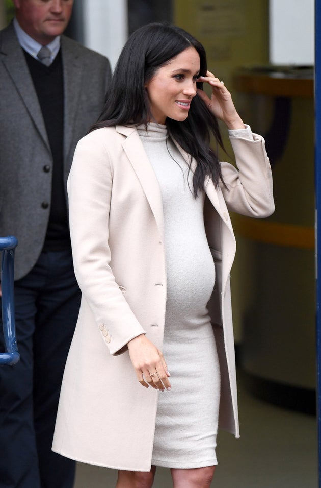 Meghan, Duchess Of Sussex, departs after visiting Mayhew Animal Welfare Charity on Jan. 16, 2019 in